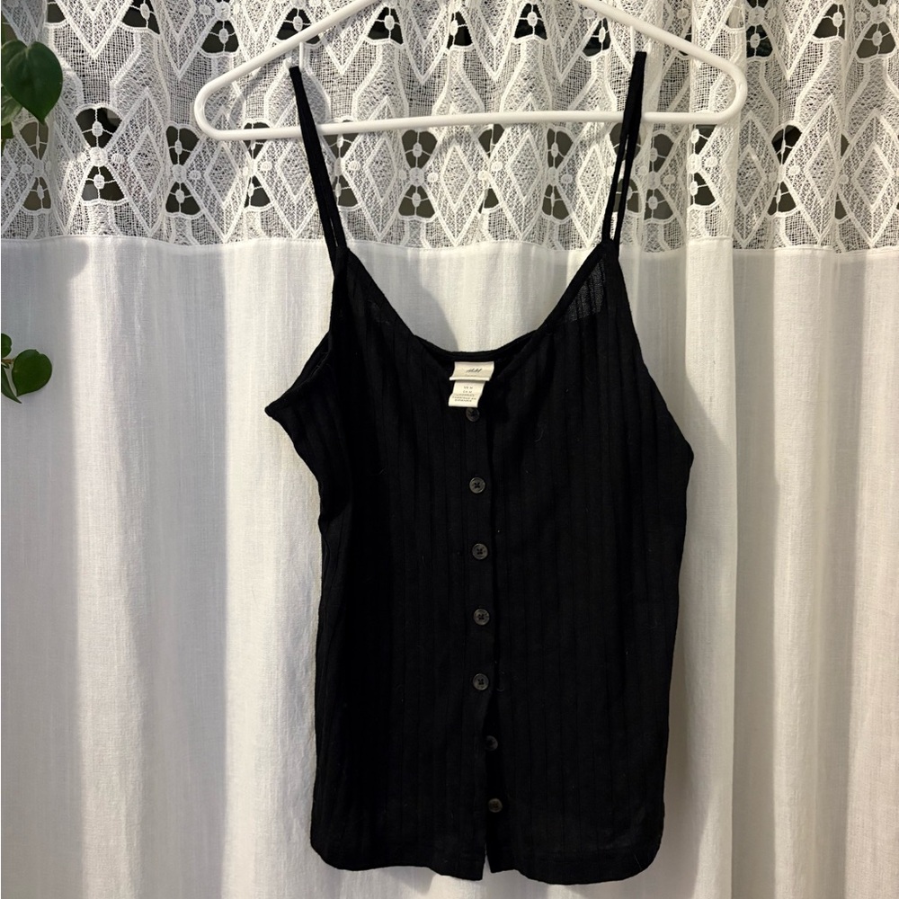 H&M Black Ribbed Button-Up Cami - Picture 4 of 4